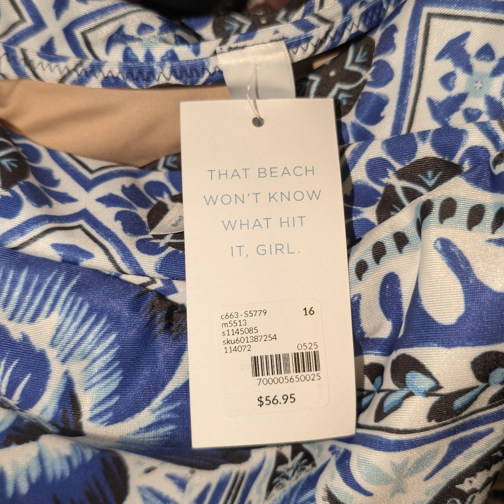 Blue and White Patterned Swim Bottoms